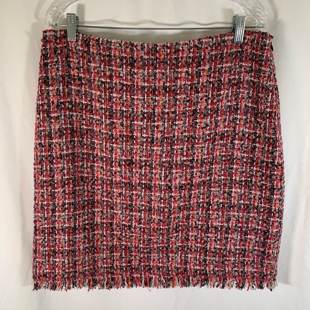 New Talbots Knee Length Skirt Women's 14P Purple Pink Side Zip Outter Wool Blend